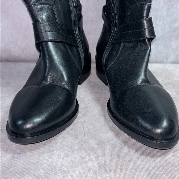 Ron White EUC Women Black Leather Knee-High Boots Sz EU 36 Quilted Cushioned - Picture 3 of 16